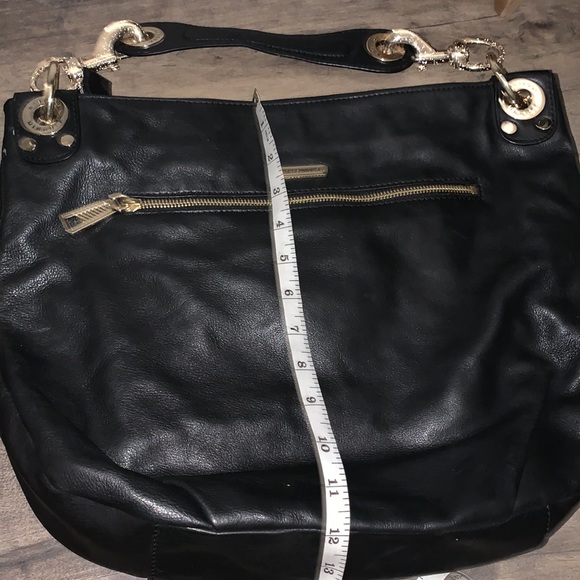 REBECCA MINKOFF BLACK LEATHER GOLD STUDDED HANDBAG - Picture 6 of 10